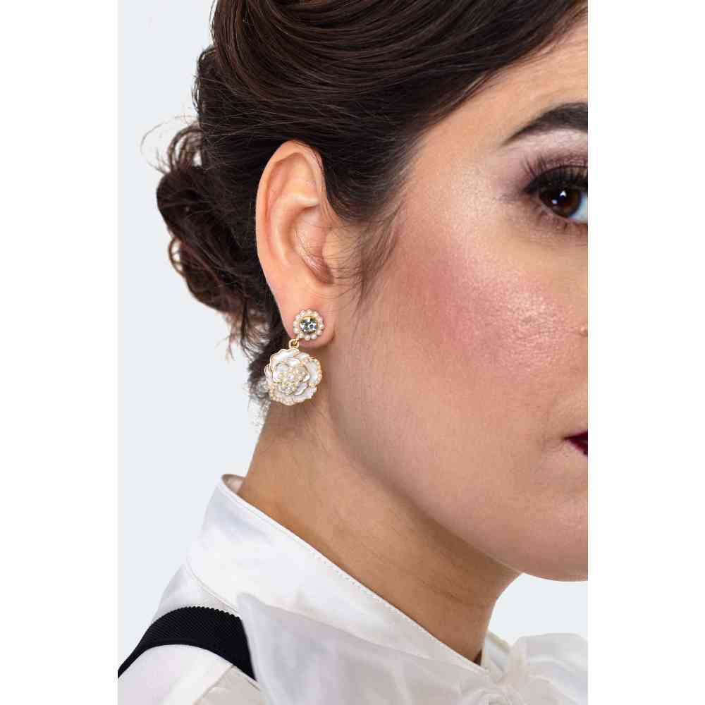 Voodoo Vixen - Pearly Flower Ohrringe - Weiß